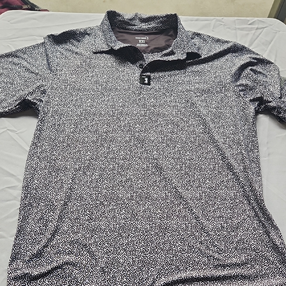 Bogeybros Elegant Black and White Golf Polo Shirt
